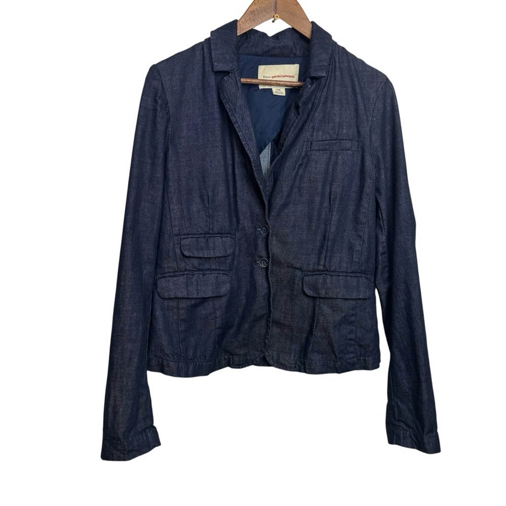Pilcro‎ and the Letterpress Anthropologie Womens Blue Denim Blazer Dark Wash M